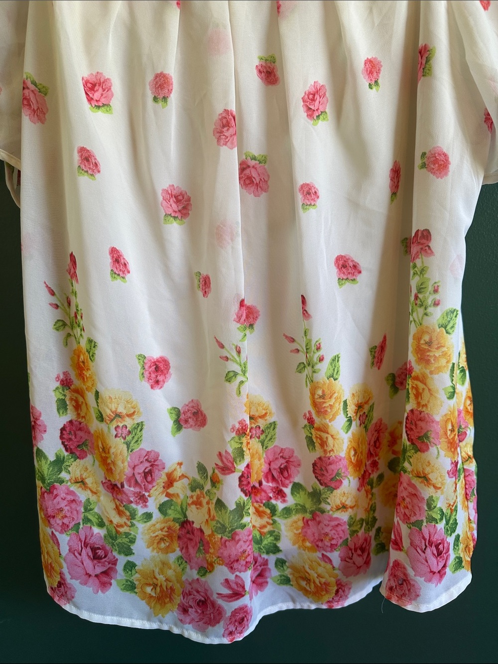Sara Michelle Cream Top with Pink Floral Accents - Picture 3 of 8